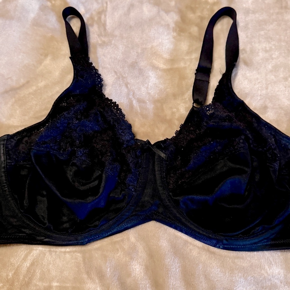 Lilyette Black Full-Coverage Lace Bra